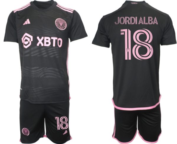 Inter Miami Jordi Alba #18 Uit tenue Mensen 2023-24 Korte Mouw (+ Korte broeken)