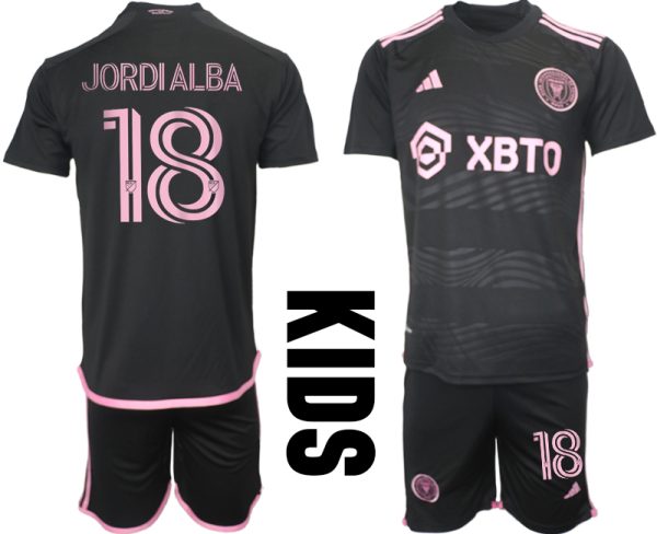 Kids Inter Miami Jordi Alba #18 Uit tenue 2023-24 Korte Mouw (+ Korte broeken)