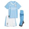 Kids Manchester City Erling Haaland #9 Thuis tenue 2023-24 Korte Mouw (+ Korte broeken)-1