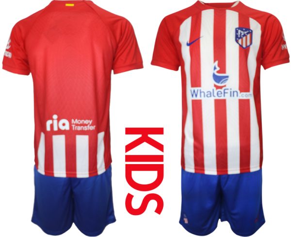 Atletico Madrid Thuisshirt 2023-2024 Kids Korte Mouw (+ Korte broeken) Voetbalshirts