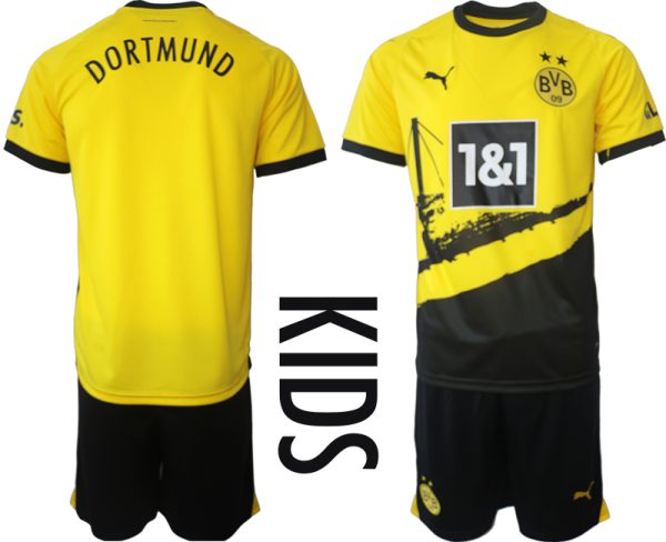 Borussia Dortmund Thuisshirt 2023-2024 Kids Korte Mouw (+ Korte broeken) Voetbalshirts