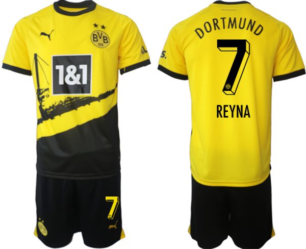 Borussia Dortmund Thuisshirt Giovanni Reyna #7 Voetbalshirts 2023-2024 Korte Mouw (+ Korte broeken)