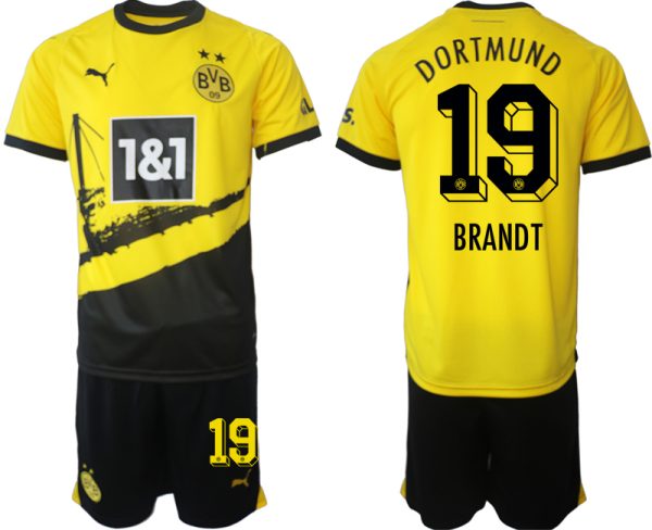 Borussia Dortmund Thuisshirt Julian Brandt #19 Voetbalshirts 2023-2024 Korte Mouw (+ Korte broeken)