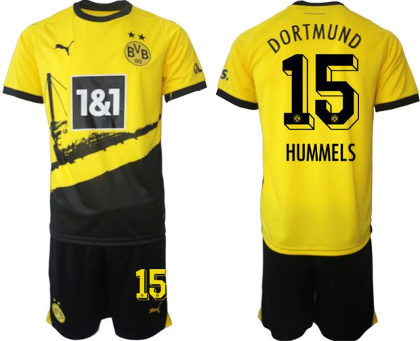 Borussia Dortmund Thuisshirt Mats Hummels #15 Voetbalshirts 2023-2024 Korte Mouw (+ Korte broeken)