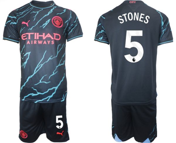 Manchester City John Stones #5 Derde Shirt 2023-2024 Voetbalshirts Korte Mouw (+ Korte broeken)