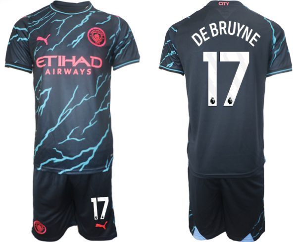 Manchester City Kevin De Bruyne #17 Derde Shirt 2023-2024 Voetbalshirts Korte Mouw (+ Korte broeken)