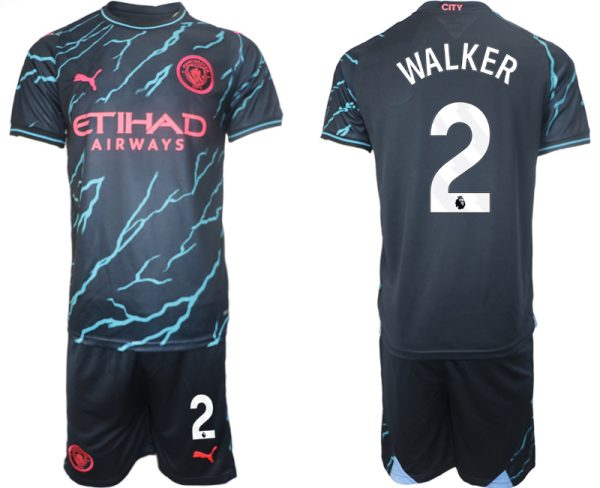 Manchester City Kyle Walker #2 Derde Shirt 2023-2024 Voetbalshirts Korte Mouw (+ Korte broeken)