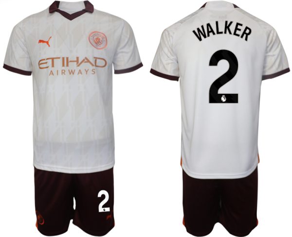 Manchester City Kyle Walker #2 Uitshirt 2023-2024 Voetbalshirts Korte Mouw (+ Korte broeken)
