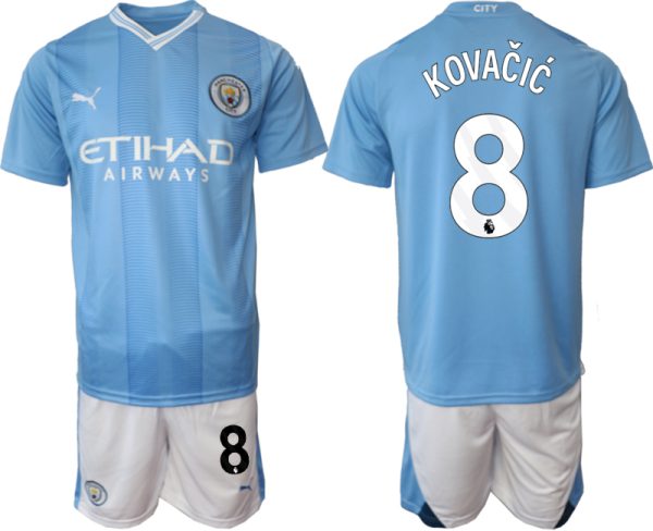 Manchester City Mateo Kovacic #8 Thuisshirt 2023-2024 Voetbalshirts Korte Mouw (+ Korte broeken)