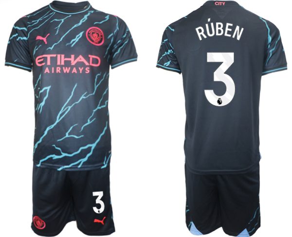 Manchester City Ruben Dias #3 Derde Shirt 2023-2024 Voetbalshirts Korte Mouw (+ Korte broeken)