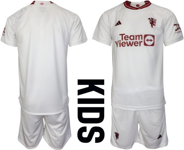 Manchester United Derde Shirt 2023-2024 Kids Korte Mouw (+ Korte broeken) Voetbalshirts