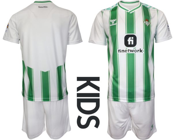 Real Betis Thuisshirt 2023-2024 Kids Korte Mouw (+ Korte broeken) Voetbalshirts