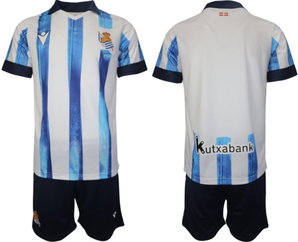 Real Sociedad Thuisshirt 2023-2024 Korte Mouw (+ Korte broeken) Voetbalshirts