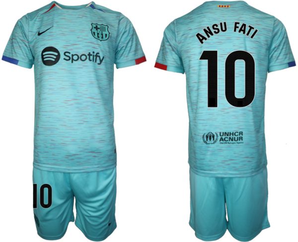 Barcelona Ansu Fati #10 Derde Shirt 2023-24 Voetbalshirts Korte Mouw (+ Korte broeken)