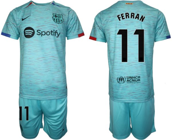 Barcelona Ferran Torres #11 Derde Shirt 2023-24 Voetbalshirts Korte Mouw (+ Korte broeken)