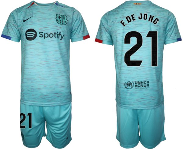 Barcelona Frenkie de Jong #21 Derde Shirt 2023-24 Voetbalshirts Korte Mouw (+ Korte broeken)