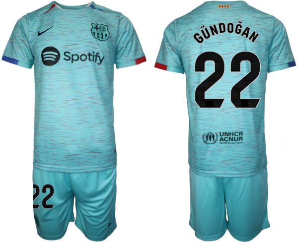 Barcelona Ilkay Gundogan #22 Derde Shirt 2023-24 Voetbalshirts Korte Mouw (+ Korte broeken)