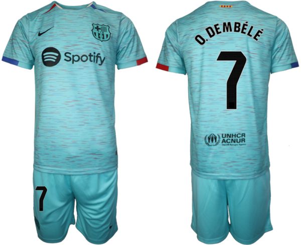 Barcelona Ousmane Dembele #7 Derde Shirt 2023-24 Voetbalshirts Korte Mouw (+ Korte broeken)