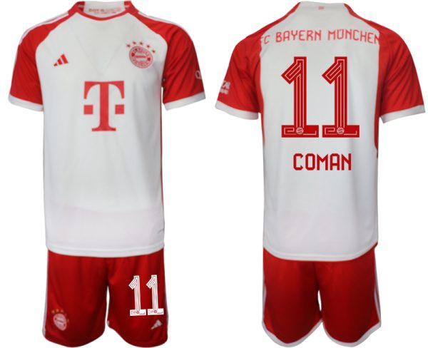 Bayern Munich Kingsley Coman #11 Thuisshirt 2023/24 Korte Mouw (+ Korte broeken) Voetbalshirts
