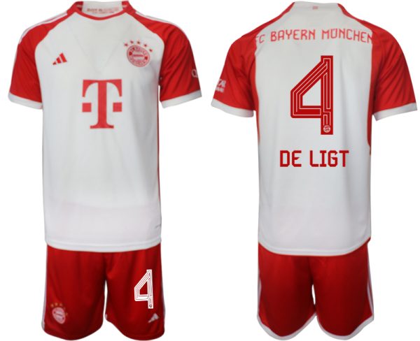 Bayern Munich Matthijs de Ligt #4 Thuisshirt 2023/24 Korte Mouw (+ Korte broeken) Voetbalshirts