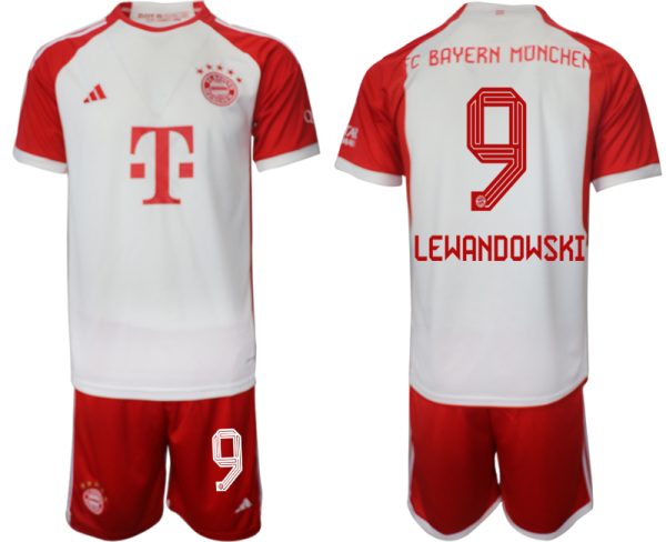 Bayern Munich Robert Lewandowski #9 Thuisshirt 2023/24 Korte Mouw (+ Korte broeken) Voetbalshirts