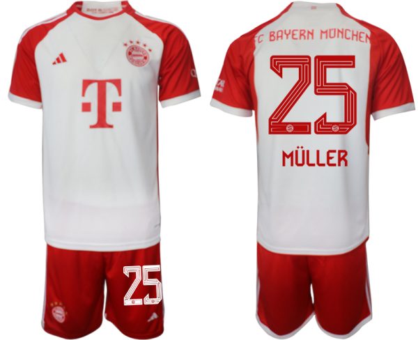 Bayern Munich Thomas Muller #25 Thuisshirt 2023/24 Korte Mouw (+ Korte broeken) Voetbalshirts