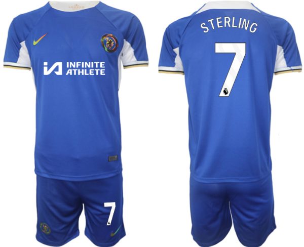 Chelsea Raheem Sterling #7 Thuisshirt 2023/24 Korte Mouw (+ Korte broeken) Voetbalshirts