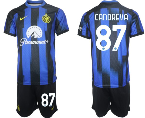 Inter Milan Antonio Candreva 87 Thuisshirt 2023/24 Korte Mouw (+ Korte broeken) Voetbalshirts