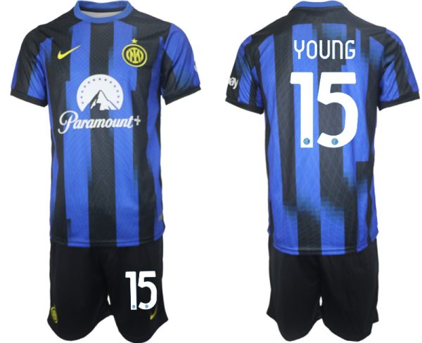 Inter Milan Ashley Young #15 Thuisshirt 2023/24 Korte Mouw (+ Korte broeken) Voetbalshirts