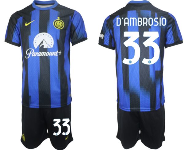 Inter Milan Danilo D'ambrosio #33 Thuisshirt 2023/24 Korte Mouw (+ Korte broeken) Voetbalshirts
