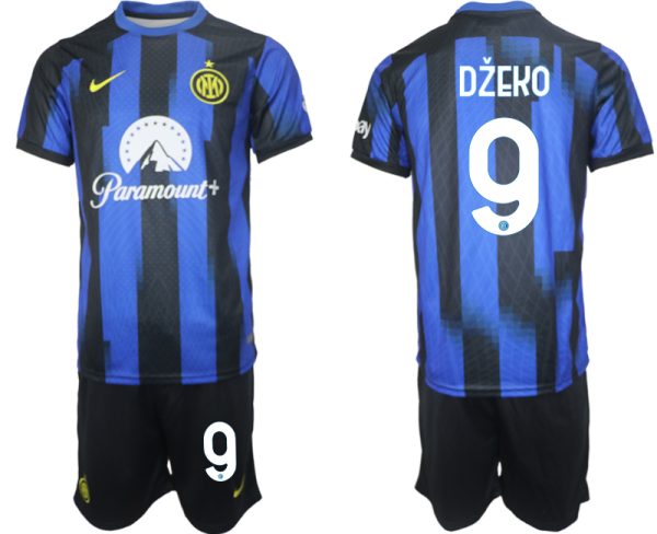 Inter Milan Edin Dzeko #9 Thuisshirt 2023/24 Korte Mouw (+ Korte broeken) Voetbalshirts