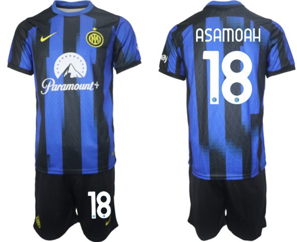 Inter Milan Kwadwo Asamoah #18 Thuisshirt 2023/24 Korte Mouw (+ Korte broeken) Voetbalshirts