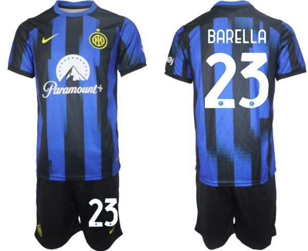 Inter Milan Nicolo Barella #23 Thuisshirt 2023/24 Korte Mouw (+ Korte broeken) Voetbalshirts