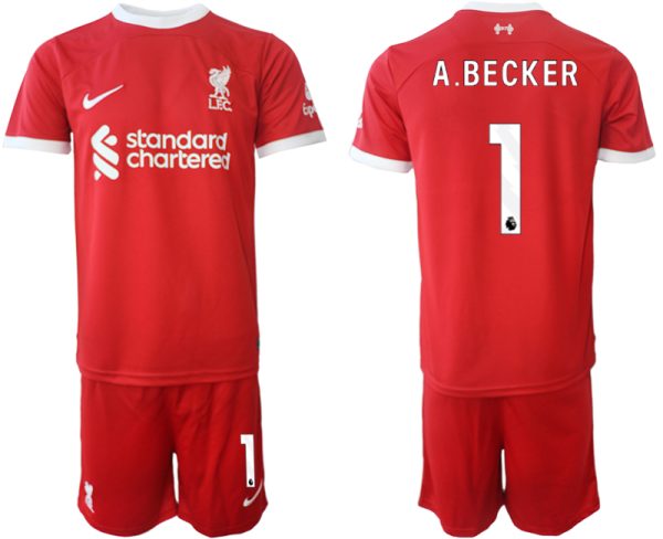Liverpool Alisson Becker #1 Thuisshirt 2023/24 Korte Mouw (+ Korte broeken) Voetbalshirts