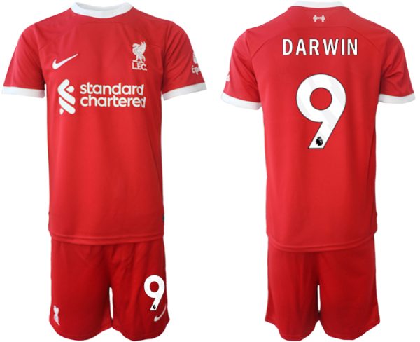 Liverpool Darwin Nunez #9 Thuisshirt 2023/24 Korte Mouw (+ Korte broeken) Voetbalshirts