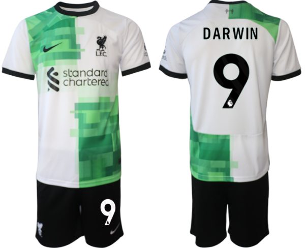 Liverpool Darwin Nunez #9 Uitshirt 2023/24 Korte Mouw (+ Korte broeken) Voetbalshirts