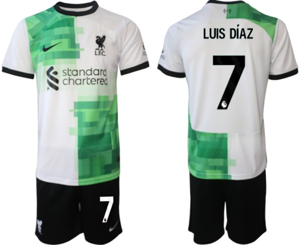Liverpool Luis Diaz #7 Uitshirt 2023/24 Korte Mouw (+ Korte broeken) Voetbalshirts