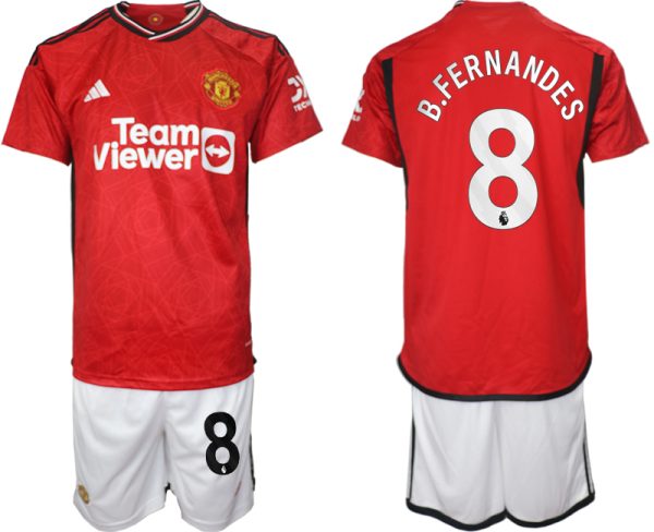 Manchester United Bruno Fernandes #8 Thuisshirt 2023/24 Korte Mouw (+ Korte broeken) Voetbalshirts