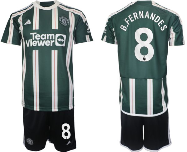 Manchester United Bruno Fernandes #8 Uitshirt 2023/24 Korte Mouw (+ Korte broeken) Voetbalshirts
