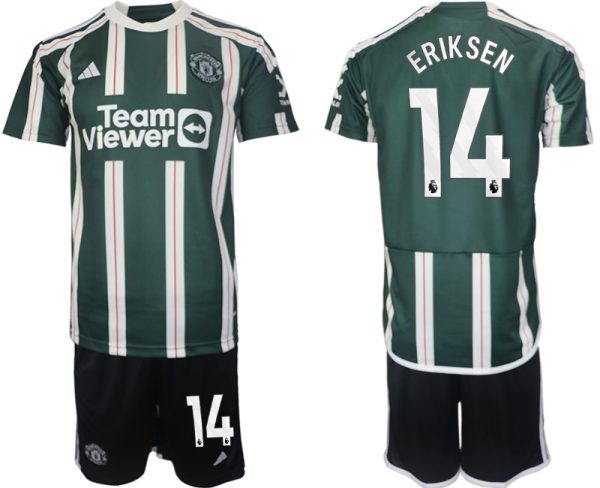 Manchester United Christian Eriksen #14 Uitshirt 2023/24 Korte Mouw (+ Korte broeken) Voetbalshirts