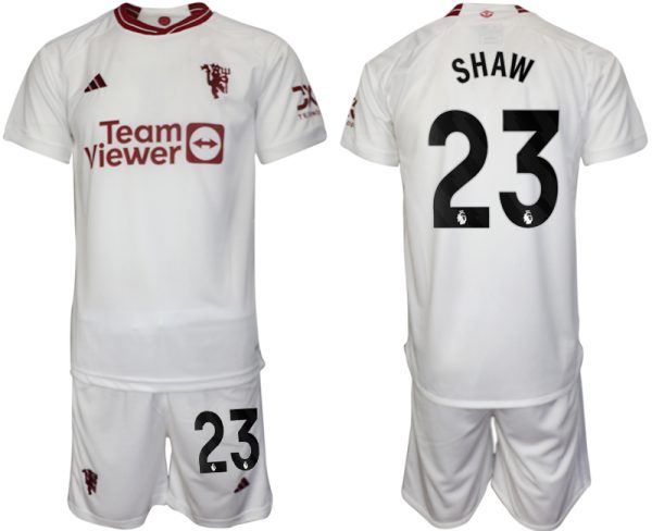 Manchester United Luke Shaw #23 Derde Shirt 2023/24 Korte Mouw (+ Korte broeken) Voetbalshirts