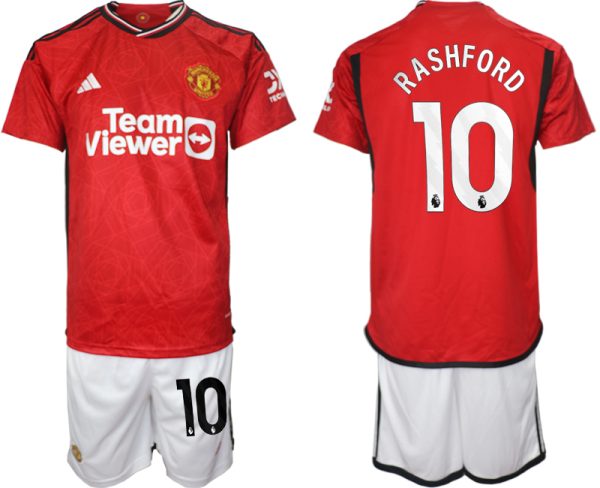 Manchester United Marcus Rashford #10 Thuisshirt 2023/24 Korte Mouw (+ Korte broeken) Voetbalshirts