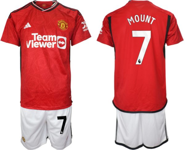 Manchester United Mason Mount #7 Thuisshirt 2023/24 Korte Mouw (+ Korte broeken) Voetbalshirts