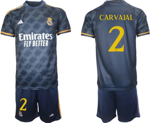 Real Madrid Daniel Carvajal #2 Uitshirt 2023/24 Korte Mouw (+ Korte broeken) Voetbalshirts