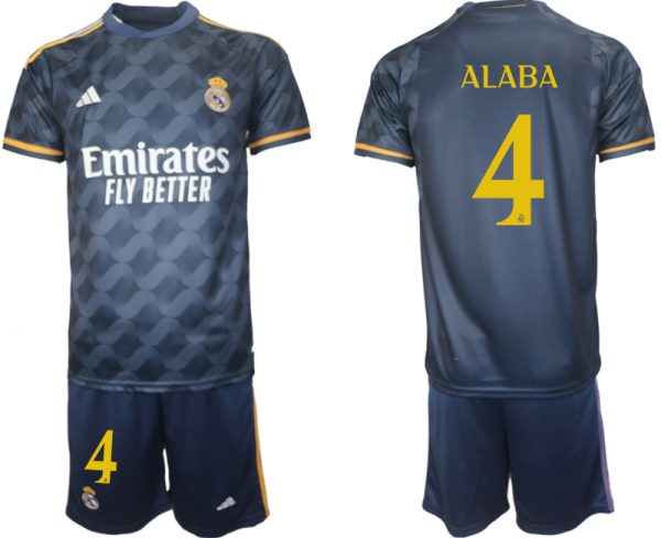 Real Madrid David Alaba #4 Uitshirt 2023/24 Korte Mouw (+ Korte broeken) Voetbalshirts