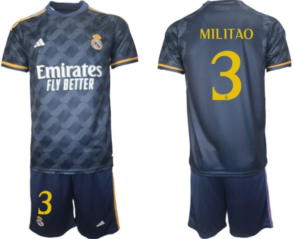 Real Madrid Eder Militao #3 Uitshirt 2023/24 Korte Mouw (+ Korte broeken) Voetbalshirts