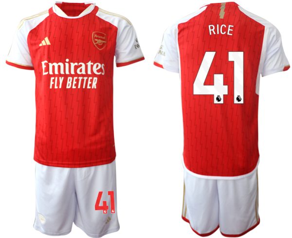 Arsenal Declan Rice #41 Thuisshirt 2023-24 Mensen Korte Mouw (+ Korte broeken) Voetbalshirts