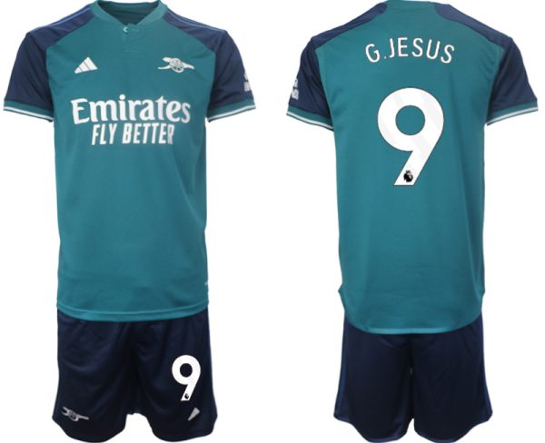 Arsenal Gabriel Jesus #9 Derde Shirt 2023-24 Mensen Korte Mouw (+ Korte broeken) Voetbalshirts