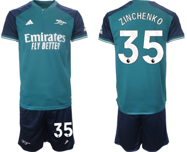 Arsenal Oleksandr Zinchenko #35 Derde Shirt 2023-24 Mensen Korte Mouw (+ Korte broeken) Voetbalshirts
