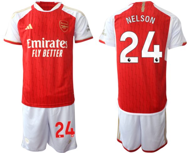 Arsenal Reiss Nelson #24 Thuisshirt 2023-24 Mensen Korte Mouw (+ Korte broeken) Voetbalshirts